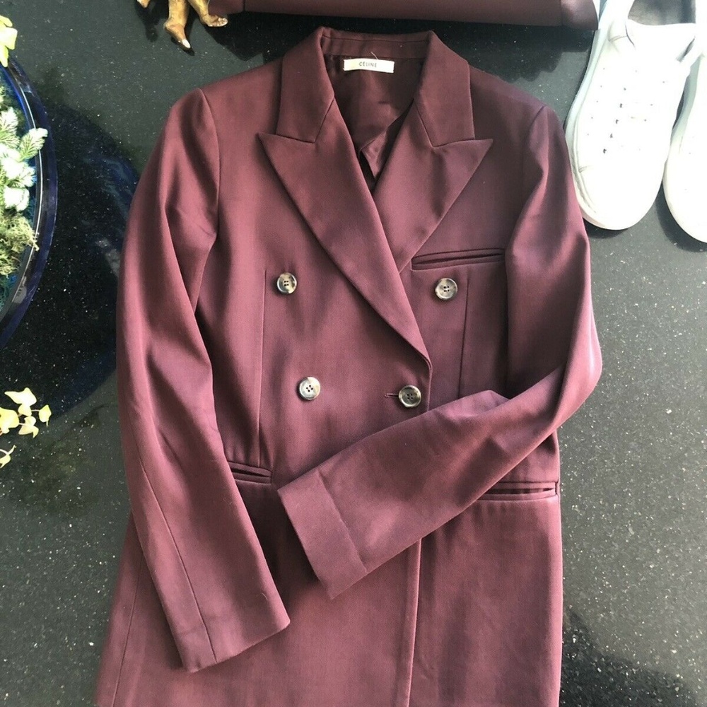 Celine Double Breasted Burgundy Jacket Size 34